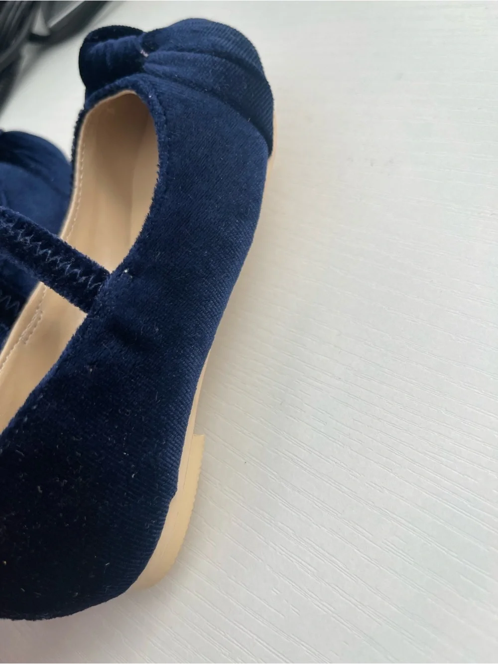 NWOT Janie and Jack Girls' Navy Velvet Mary Jane Shoes Size 7